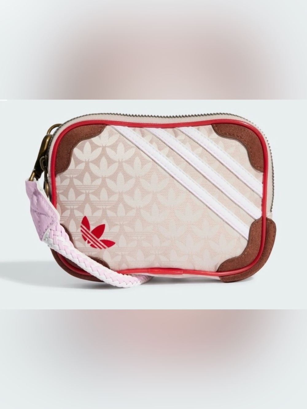 Adidas Trefoil Monogram Jacquard Suede Mini Airliner Bag